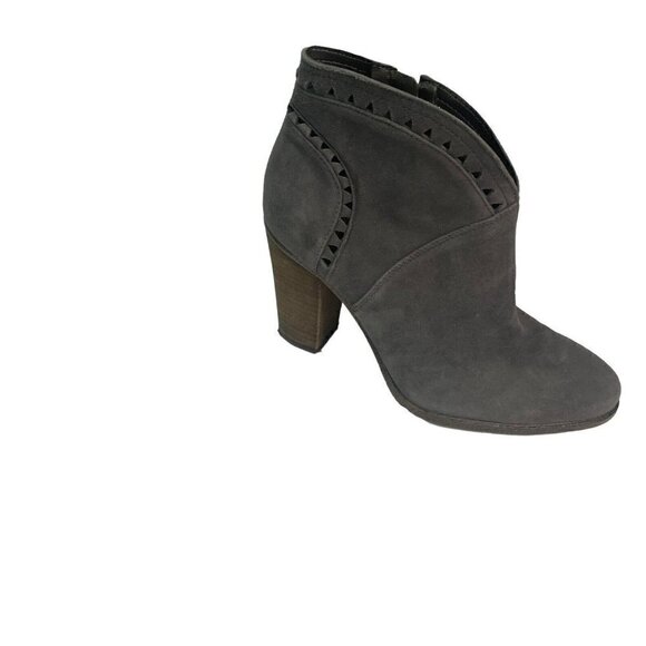 RARE Vince Camuto SIZE 6 Fritan Gray Bootie SUEDE Ankle Stacked Heel Boot - Picture 2 of 5